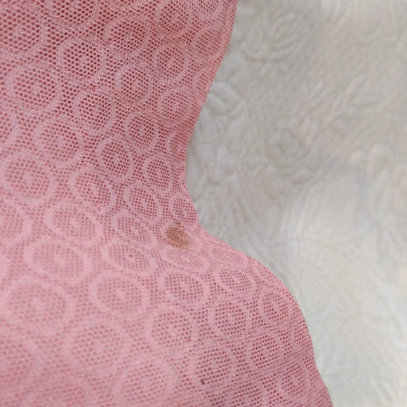 Vintage 1940s Sheer Lace Pink Evening Party Dress With Rhinestone Buttons - Picture 14 of 15